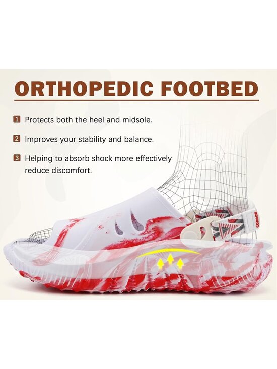 Men\'s White Red Orthopaedic Mules Recovery Sandals Summer Fascistic Casual main image 4